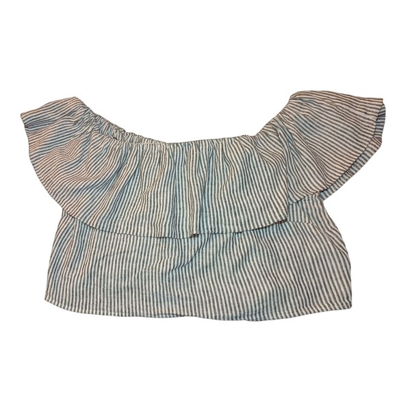 Slim Fit Ruffle Sleeve Off the Shoulder‎ Linen Blouse A New Day NWT SKUW366 - Picture 1 of 4